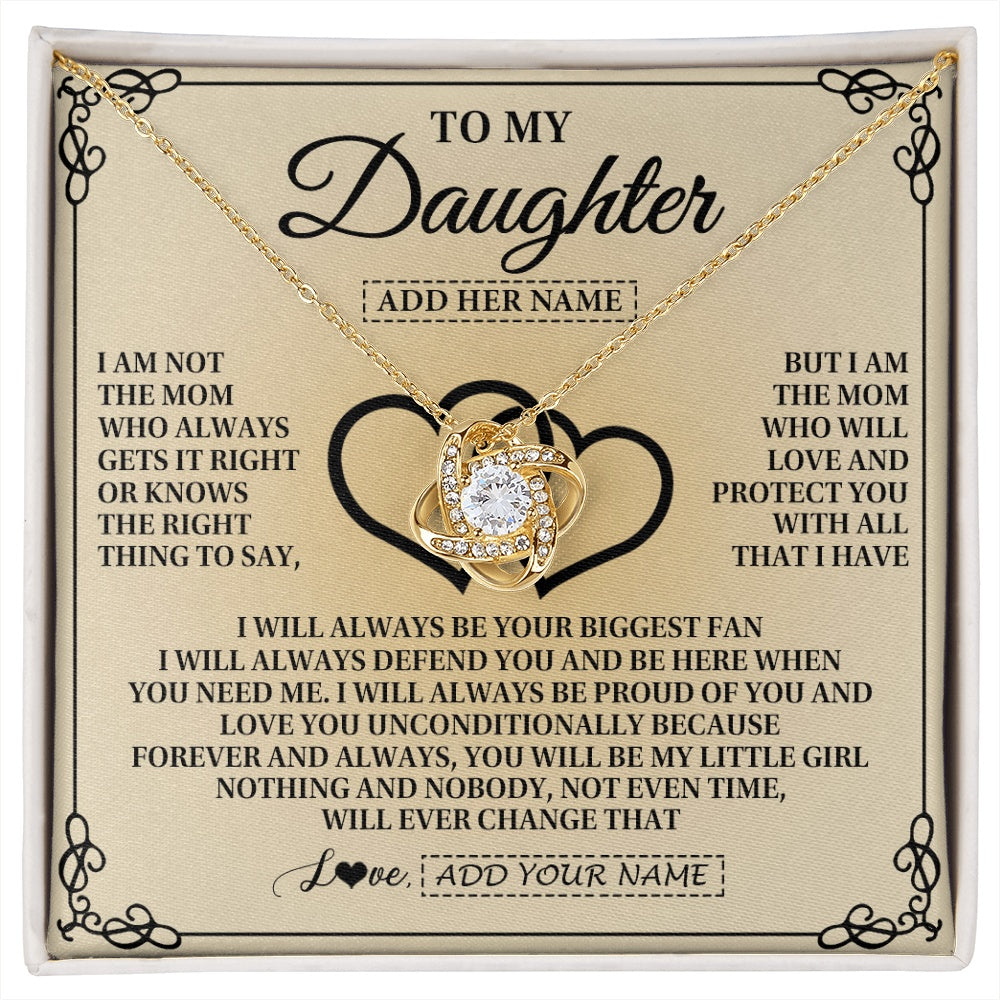 Love Knot Necklace 18K Yellow Gold Finish | 1 | Personalized To My Daughter Gifts From Mom Daughter Birthday Gifts Jewelry For Women Mother Pendant Necklace Christmas Custom Gift Box Message Card | https://siriusteestore.