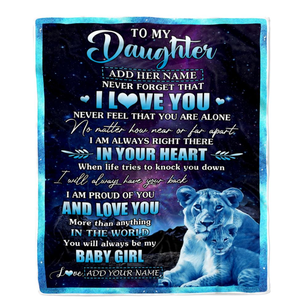 Personalized To My Daughter Gifts From Mom Mother Blanket I Love You Lion Birthday Gift Ideas For Daughter Graduation Christmas Customized Fleece Blanket | siriusteestore