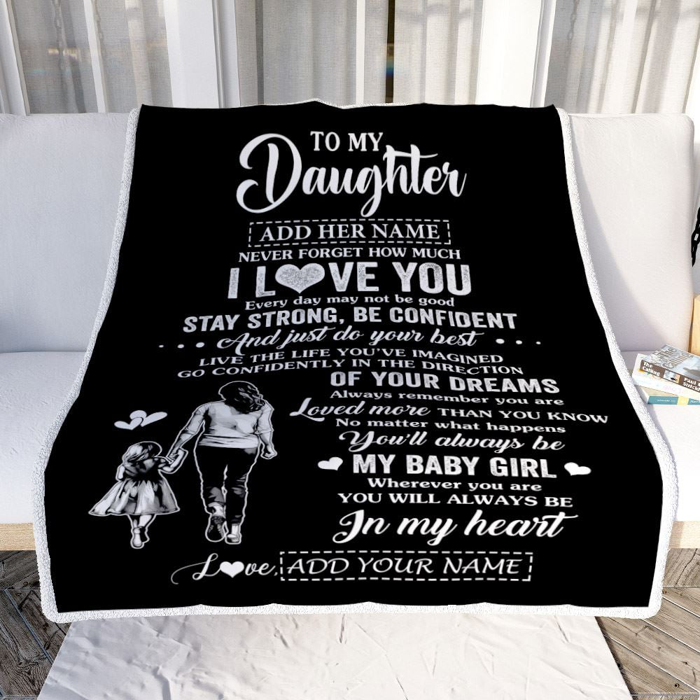 Personalized To My Daughter Gifts From Mom Mother Blanket Never Forget How Much I Love You Daughter Birthday Graduation Christmas Customized Fleece Blanket | siriusteestore