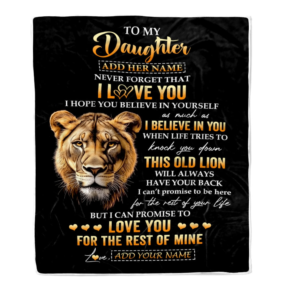 Personalized To My Daughter Gifts From Mom Mother Blanket Old Lion Love You Daughter Birthday Gifts Graduation Christmas Customized Fleece Throw Blanket | siriusteestore