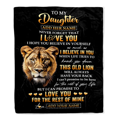 Personalized To My Daughter Gifts From Mom Mother Blanket Old Lion Love You Daughter Birthday Gifts Graduation Christmas Customized Fleece Throw Blanket | siriusteestore