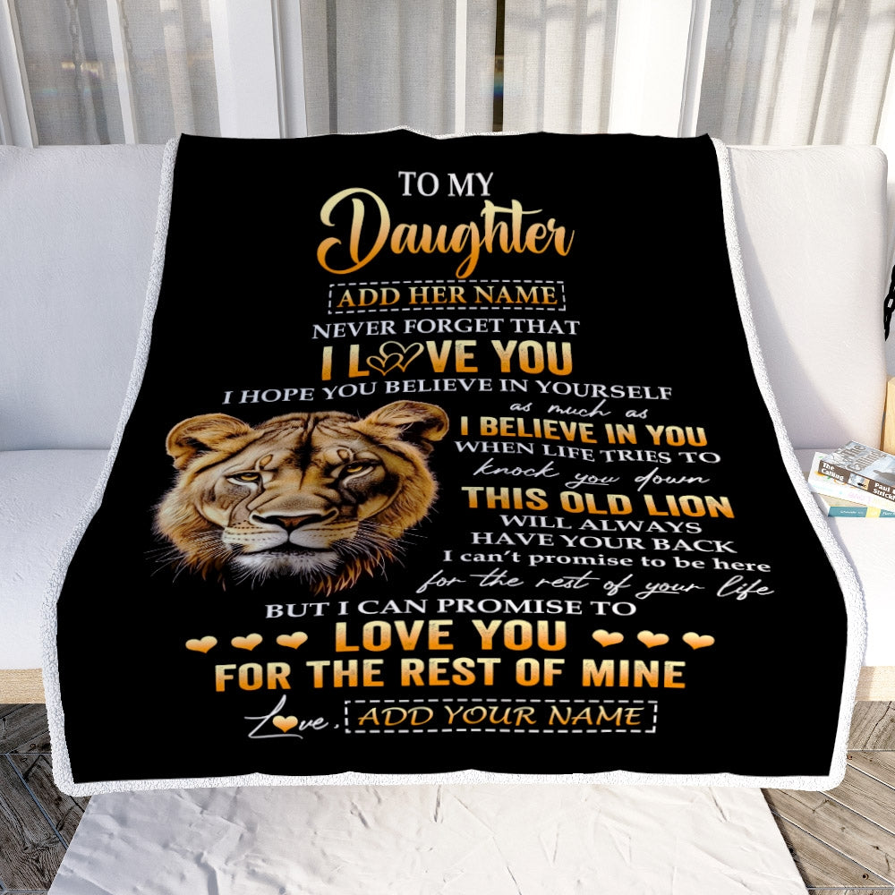 Personalized To My Daughter Gifts From Mom Mother Blanket Old Lion Love You Daughter Birthday Gifts Graduation Christmas Customized Fleece Throw Blanket | siriusteestore