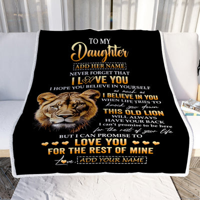 Personalized To My Daughter Gifts From Mom Mother Blanket Old Lion Love You Daughter Birthday Gifts Graduation Christmas Customized Fleece Throw Blanket | siriusteestore