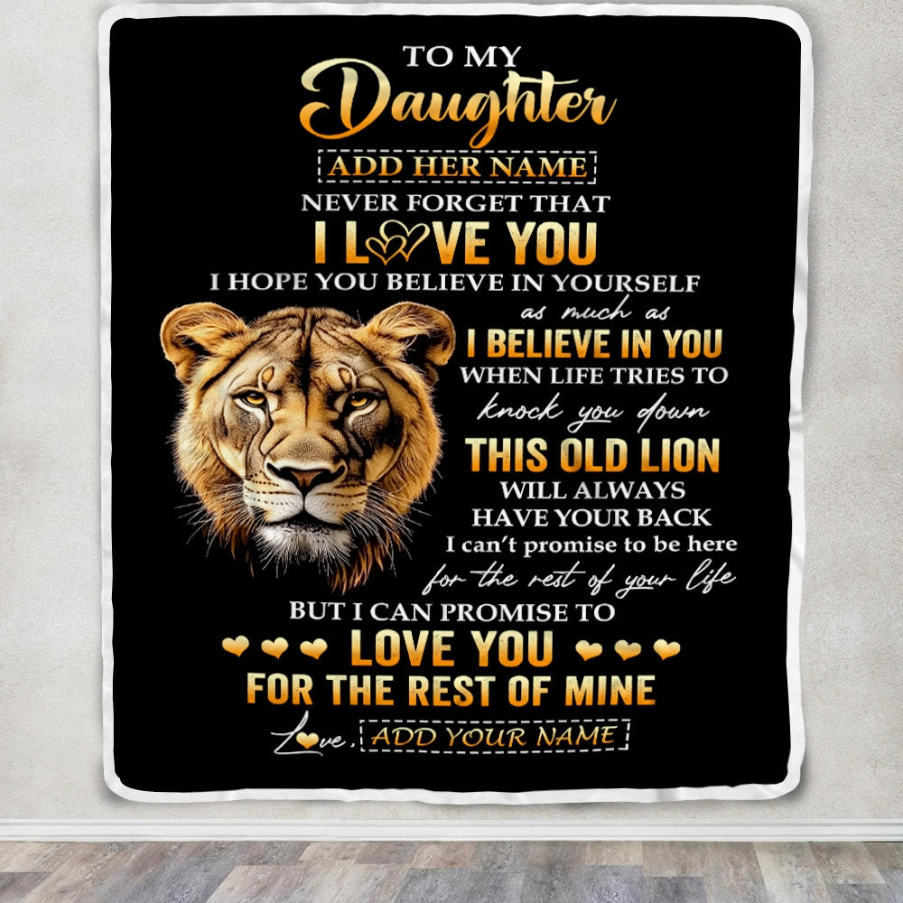 Personalized To My Daughter Gifts From Mom Mother Blanket Old Lion Love You Daughter Birthday Gifts Graduation Christmas Customized Fleece Throw Blanket | siriusteestore