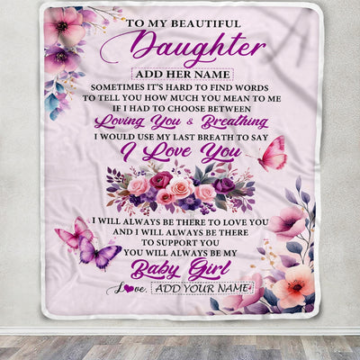 Personalized To My Daughter Gifts From Mom Mother Blanket Purple Floral Loving You Birthday Gifts For Daughter Mothers Day Graduation Christmas Fleece Blanket Shirt & Hoodie | siriusteestore