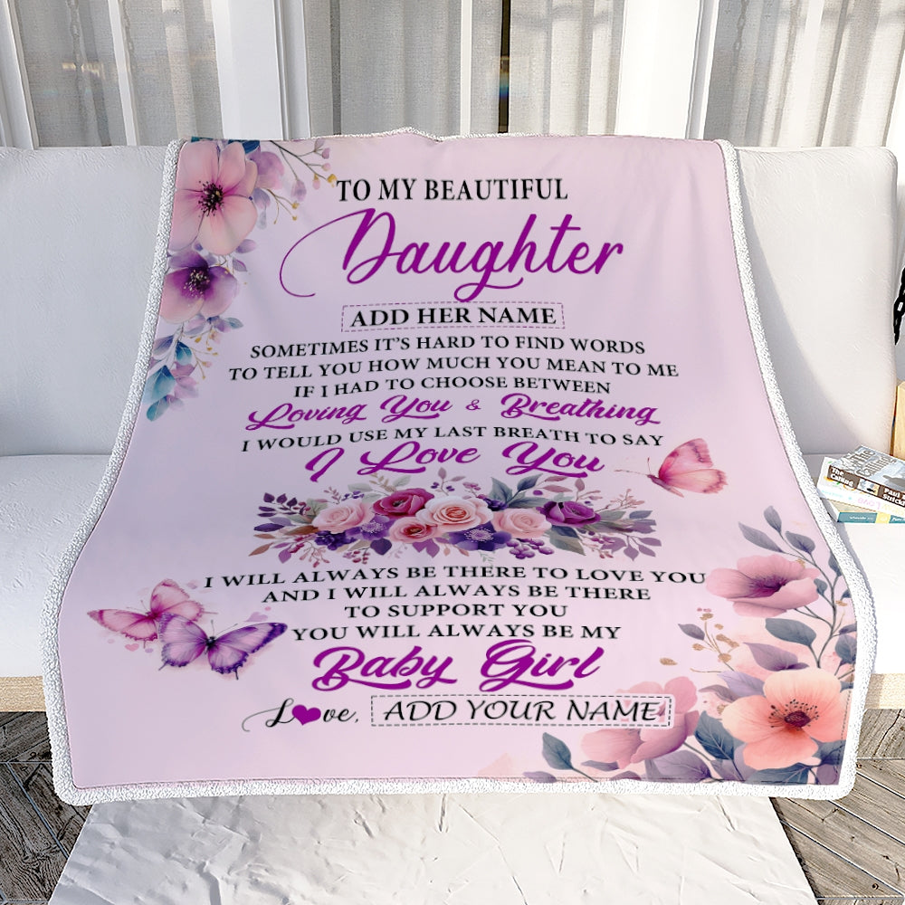 Personalized To My Daughter Gifts From Mom Mother Blanket Purple Floral Loving You Birthday Gifts For Daughter Mothers Day Graduation Christmas Fleece Blanket Shirt & Hoodie | siriusteestore