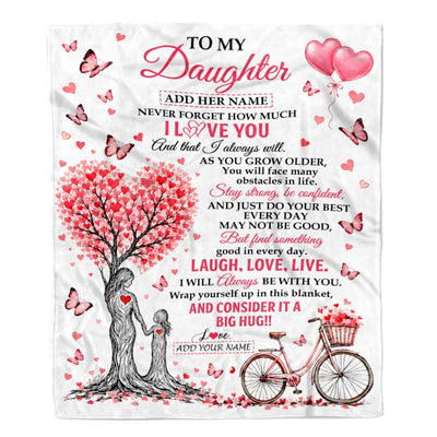 Personalized To My Daughter Gifts From Mom Mother Blanket Tree I Love You Always Will Birthday Christmas Gift For Daughter Custom Fleece Throw Blanket | siriusteestore
