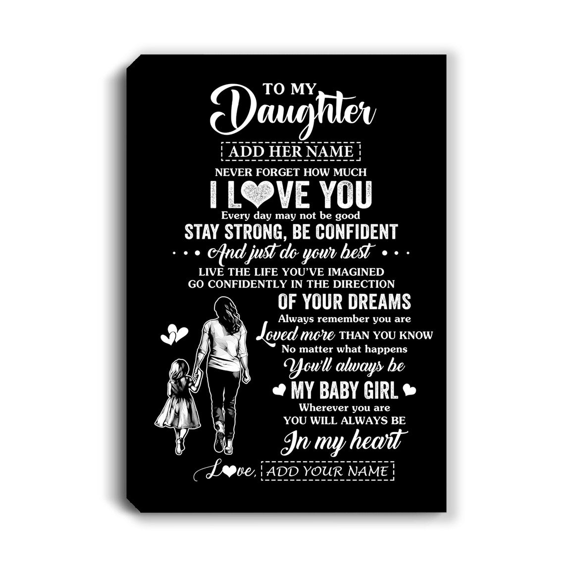 Personalized To My Daughter Gifts From Mom Mother Canvas Never Forget How Much I Love You Daughter Birthday Graduation Christmas Gift Custom Wall Art Framed Canvas | siriusteestore