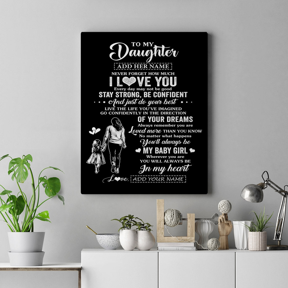 Personalized To My Daughter Gifts From Mom Mother Canvas Never Forget How Much I Love You Daughter Birthday Graduation Christmas Gift Custom Wall Art Framed Canvas | siriusteestore