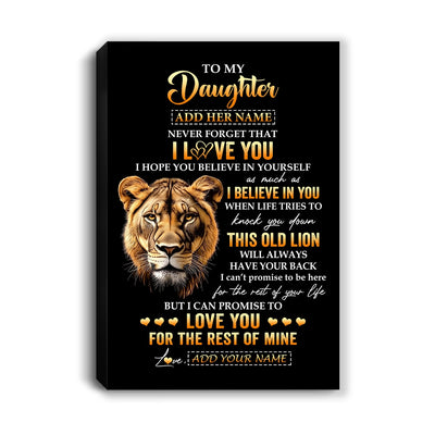 Personalized To My Daughter Gifts From Mom Mother Canvas Old Lion Love You Daughter Birthday Gifts Graduation Christmas Custom Wall Art Print Framed Canvas | siriusteestore