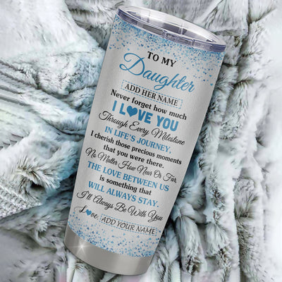 Personalized To My Daughter Gifts From Mom Mother Dad Father Tumbler Blue Tree Butterfly Birthday Gifts For Daughter Graduation Christmas Custom Cup Travel Mug | siriusteestore