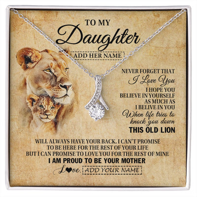 Alluring Beauty Necklace 14K White Gold Finish | 1 | Personalized To My Daughter Gifts From Mom Mother Lion Necklace I Love You Daughter Birthday Gifts From Mom Graduation Christmas Custom Gift Box Message Card | siriusteestore.myshopify