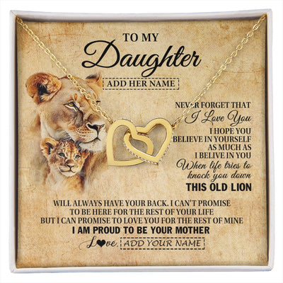 Interlocking Hearts Necklace 18K Yellow Gold Finish | 1 | Personalized To My Daughter Gifts From Mom Mother Lion Necklace I Love You Daughter Birthday Gifts From Mom Graduation Christmas Custom Gift Box Message Card | siriusteestore.myshopify