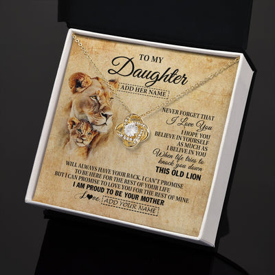 Love Knot Necklace 18K Yellow Gold Finish | 2 | Personalized To My Daughter Gifts From Mom Mother Lion Necklace I Love You Daughter Birthday Gifts From Mom Graduation Christmas Custom Gift Box Message Card | siriusteestore.myshopify