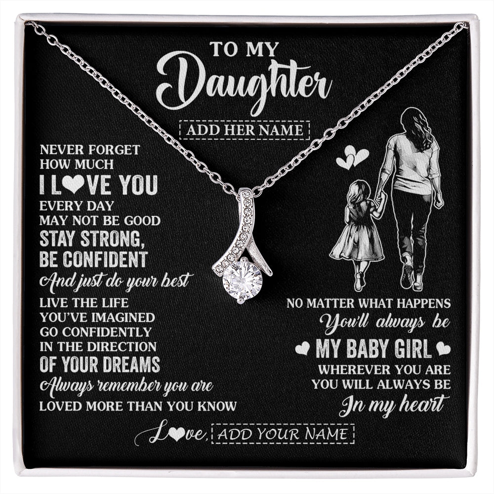 Alluring Beauty Necklace 14K White Gold Finish | 1 | Personalized To My Daughter Gifts From Mom Mother Necklace Never Forget How Much I Love You Daughter Birthday Graduation Christmas Custom Gift Box Message Card | https://siriusteestore.