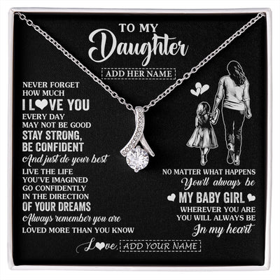 Alluring Beauty Necklace 14K White Gold Finish | 1 | Personalized To My Daughter Gifts From Mom Mother Necklace Never Forget How Much I Love You Daughter Birthday Graduation Christmas Custom Gift Box Message Card | https://siriusteestore.