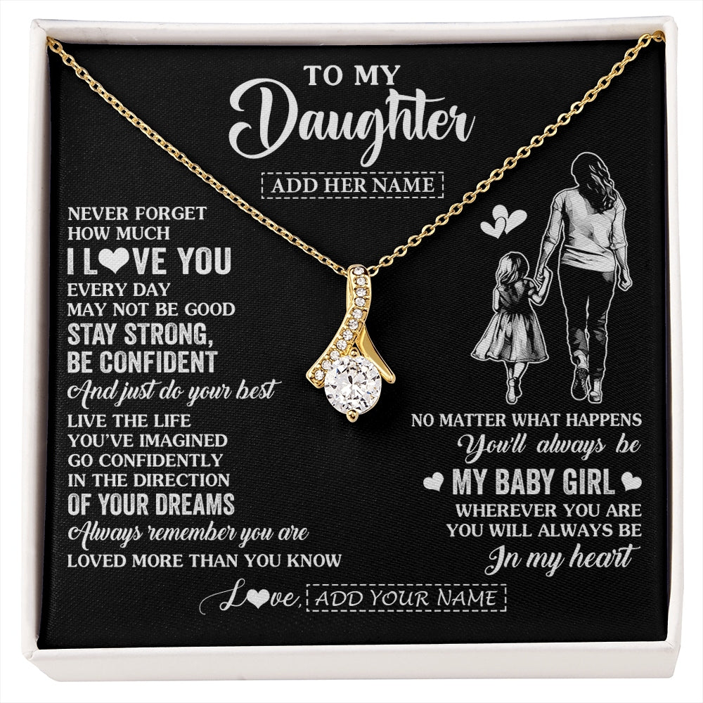 Alluring Beauty Necklace 18K Yellow Gold Finish | 1 | Personalized To My Daughter Gifts From Mom Mother Necklace Never Forget How Much I Love You Daughter Birthday Graduation Christmas Custom Gift Box Message Card | https://siriusteestore.