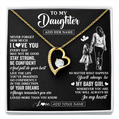Forever Love Necklace 18K Yellow Gold Finish | 1 | Personalized To My Daughter Gifts From Mom Mother Necklace Never Forget How Much I Love You Daughter Birthday Graduation Christmas Custom Gift Box Message Card | https://siriusteestore.