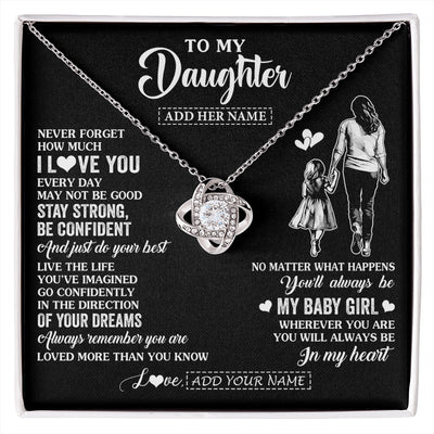 Love Knot Necklace 14K White Gold Finish | 1 | Personalized To My Daughter Gifts From Mom Mother Necklace Never Forget How Much I Love You Daughter Birthday Graduation Christmas Custom Gift Box Message Card | https://siriusteestore.