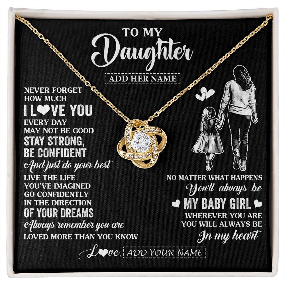 Love Knot Necklace 18K Yellow Gold Finish | 1 | Personalized To My Daughter Gifts From Mom Mother Necklace Never Forget How Much I Love You Daughter Birthday Graduation Christmas Custom Gift Box Message Card | https://siriusteestore.