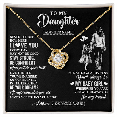 Love Knot Necklace 18K Yellow Gold Finish | 1 | Personalized To My Daughter Gifts From Mom Mother Necklace Never Forget How Much I Love You Daughter Birthday Graduation Christmas Custom Gift Box Message Card | https://siriusteestore.
