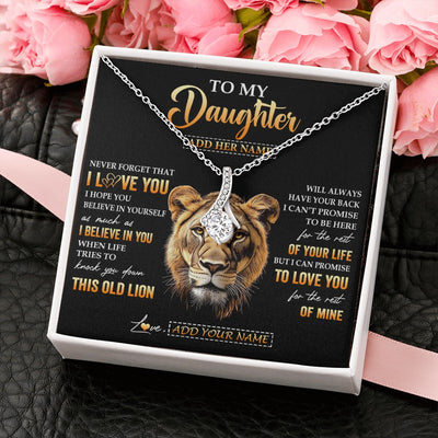 Alluring Beauty Necklace 14K White Gold Finish | 2 | Personalized To My Daughter Gifts From Mom Mother Necklace Old Lion Love You Daughter Birthday Gifts Graduation Christmas Customized Gift Box Message Card | siriusteestore.myshopify
