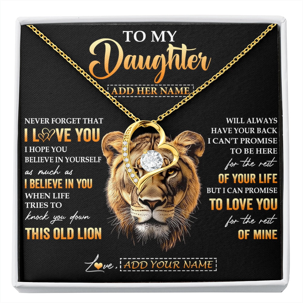 Forever Love Necklace 18K Yellow Gold Finish | 1 | Personalized To My Daughter Gifts From Mom Mother Necklace Old Lion Love You Daughter Birthday Gifts Graduation Christmas Customized Gift Box Message Card | siriusteestore.myshopify