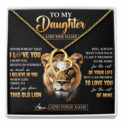 Forever Love Necklace 18K Yellow Gold Finish | 1 | Personalized To My Daughter Gifts From Mom Mother Necklace Old Lion Love You Daughter Birthday Gifts Graduation Christmas Customized Gift Box Message Card | siriusteestore.myshopify