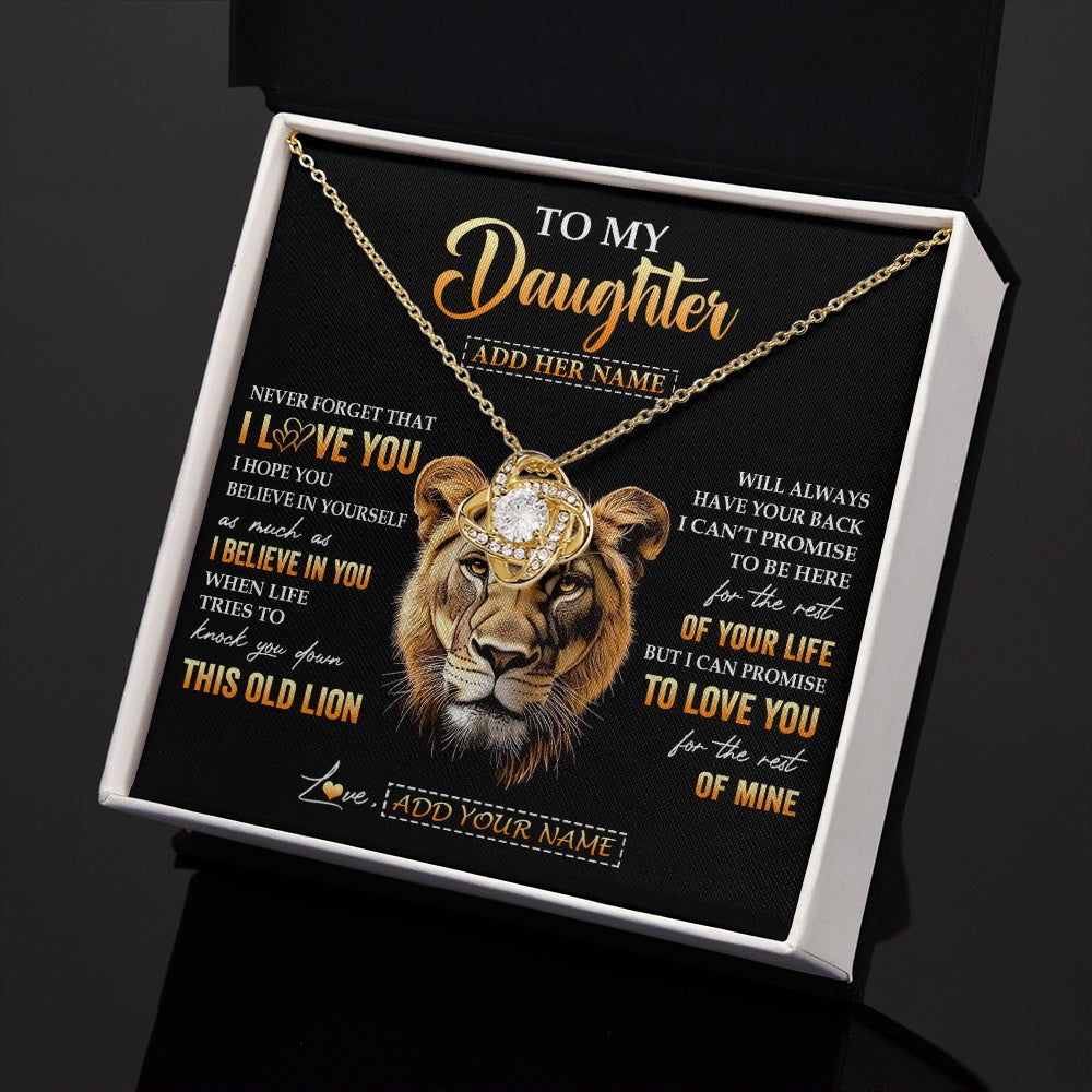 Love Knot Necklace 18K Yellow Gold Finish | 2 | Personalized To My Daughter Gifts From Mom Mother Necklace Old Lion Love You Daughter Birthday Gifts Graduation Christmas Customized Gift Box Message Card | siriusteestore.myshopify