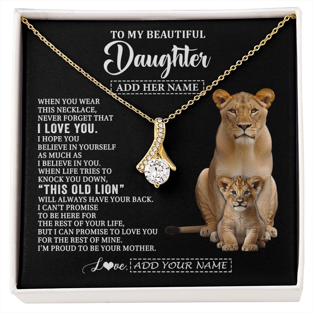 Alluring Beauty Necklace 18K Yellow Gold Finish | 1 | Personalized To My Daughter Gifts From Mom Mother Necklace This Old Lion Love You Daughter Birthday Gifts Graduation Christmas Jewelry Gift Box Message Card | https://siriusteestore.