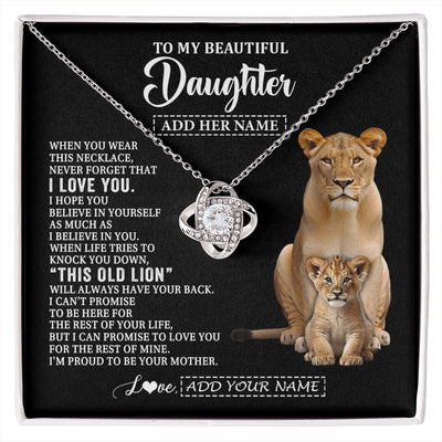 Love Knot Necklace 14K White Gold Finish | 1 | Personalized To My Daughter Gifts From Mom Mother Necklace This Old Lion Love You Daughter Birthday Gifts Graduation Christmas Jewelry Gift Box Message Card | https://siriusteestore.