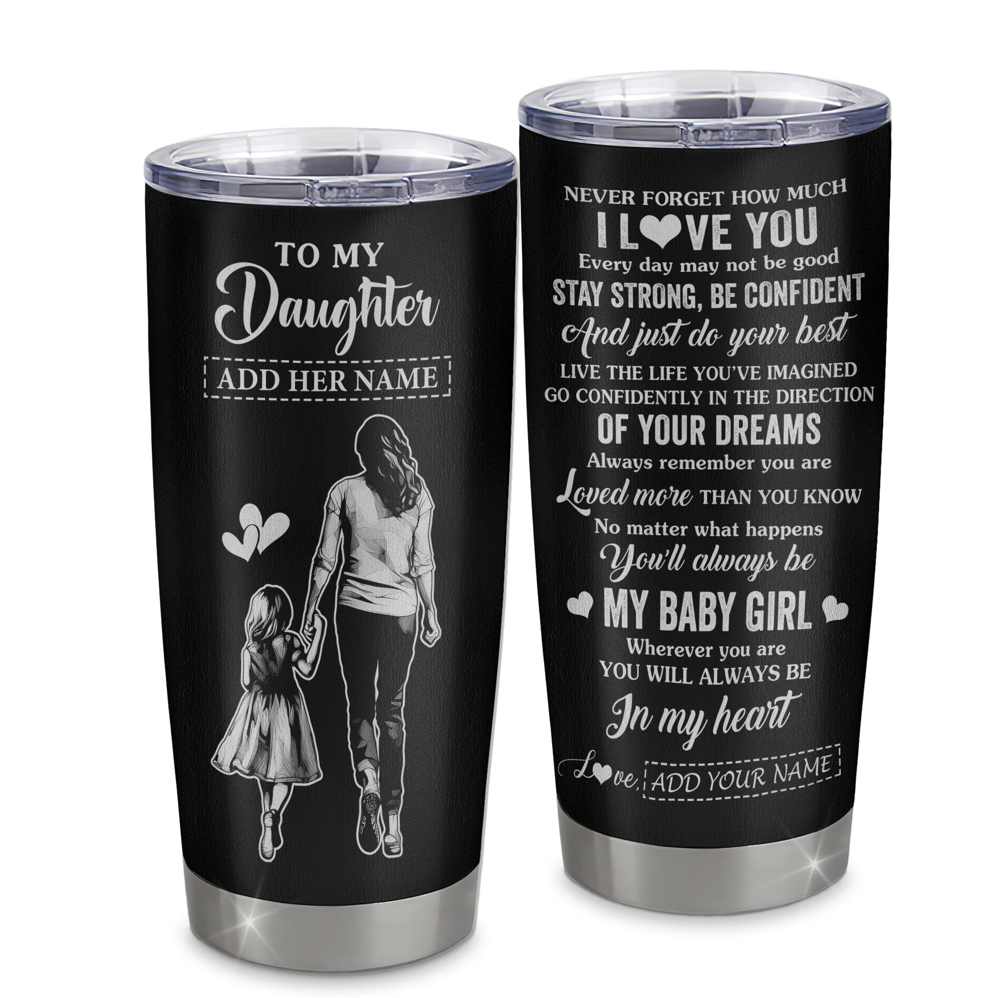 Personalized To My Daughter Gifts From Mom Mother Tumbler Never Forget How Much I Love You Daughter Birthday Graduation Christmas Gift Custom Stainless Steel Travel Mug | siriusteestore