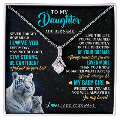 Alluring Beauty Necklace 14K White Gold Finish | 1 | Personalized To My Daughter Gifts From Mom Necklace White Tiger Never Forget How Much I Love You Daughter Birthday Graduation Christmas Gift Box Message Card | siriusteestore.myshopify