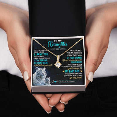 Alluring Beauty Necklace 18K Yellow Gold Finish | 2 | Personalized To My Daughter Gifts From Mom Necklace White Tiger Never Forget How Much I Love You Daughter Birthday Graduation Christmas Gift Box Message Card | siriusteestore.myshopify