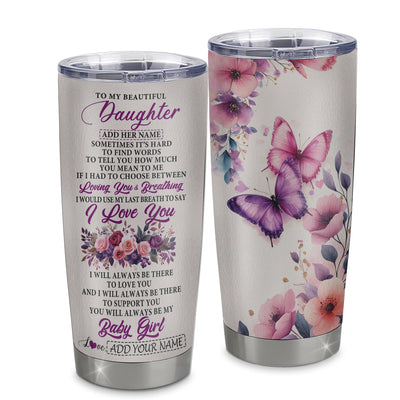 Personalized To My Daughter Gifts From Mom Tumbler Purple Floral Loving You Birthday Gifts For Daughter Mothers Day Graduation Christmas Custom Stainless Steel Mug Shirt & Hoodie | siriusteestore