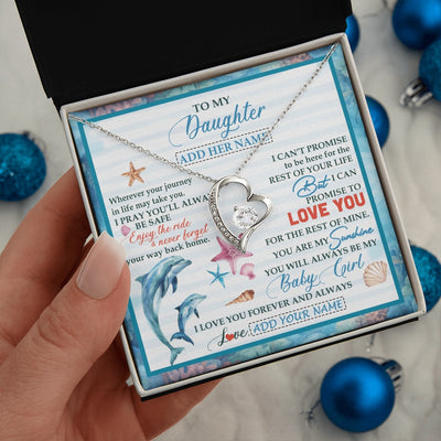 Forever Love Necklace 14K White Gold Finish | 2 | Personalized To My Daughter Gifts Necklace Dolphin From Mom Dad My Sunshine For Jewelry Daughter Birthday Gift Christmas Custom Gift Box Message Card | https://siriusteestore.