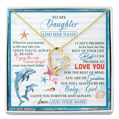 Forever Love Necklace 18K Yellow Gold Finish | 1 | Personalized To My Daughter Gifts Necklace Dolphin From Mom Dad My Sunshine For Jewelry Daughter Birthday Gift Christmas Custom Gift Box Message Card | https://siriusteestore.