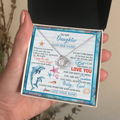 Love Knot Necklace 14K White Gold Finish | 2 | Personalized To My Daughter Gifts Necklace Dolphin From Mom Dad My Sunshine For Jewelry Daughter Birthday Gift Christmas Custom Gift Box Message Card | https://siriusteestore.