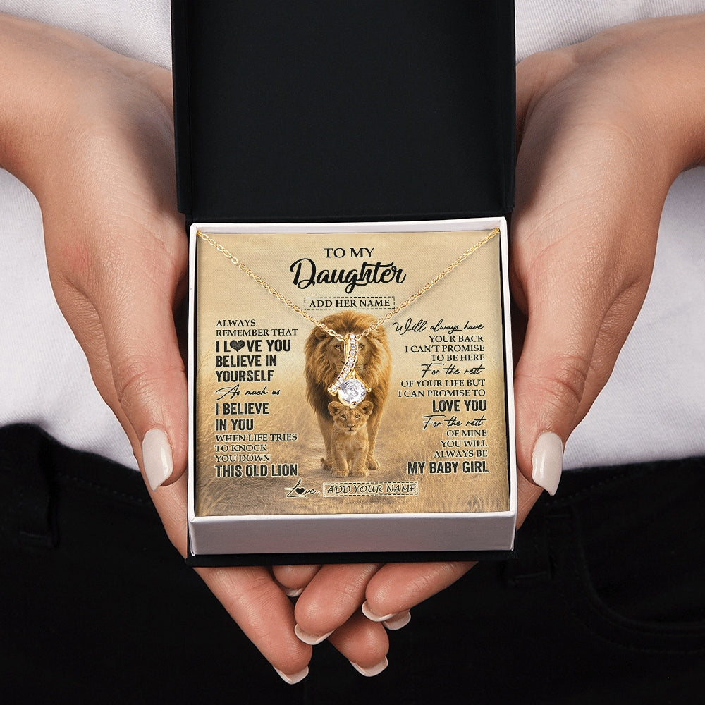 Alluring Beauty Necklace 18K Yellow Gold Finish | 2 | Personalized To My Daughter Gifts Necklace From Dad Father Always Remember Lion Gifts For Daughter Birthday Graduation Christmas Custom Gift Box Message Card | https://siriusteestore.