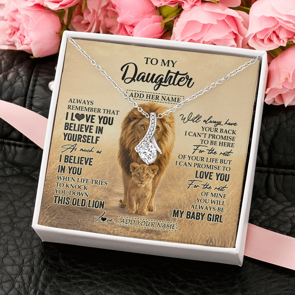 Alluring Beauty Necklace 14K White Gold Finish | 2 | Personalized To My Daughter Gifts Necklace From Dad Father Always Remember Lion Gifts For Daughter Birthday Graduation Christmas Custom Gift Box Message Card | https://siriusteestore.