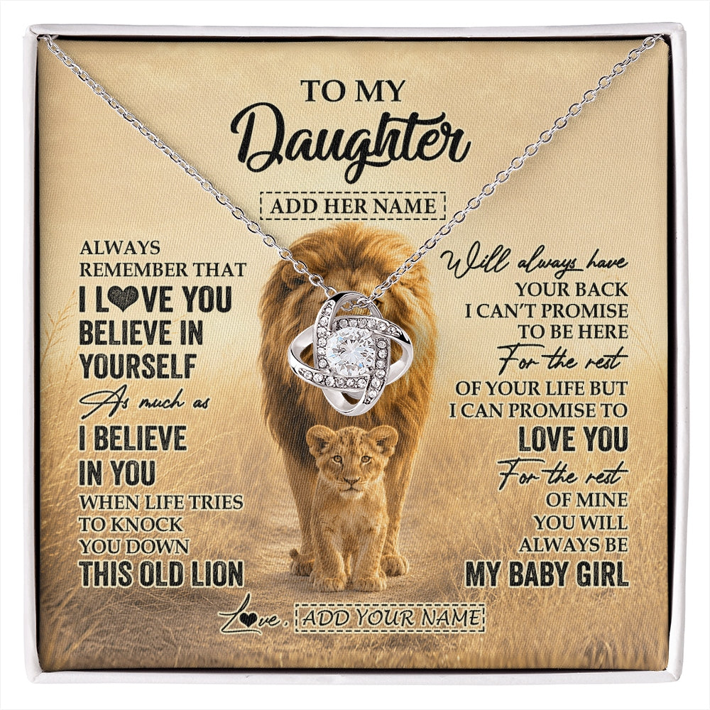 Love Knot Necklace 14K White Gold Finish | 1 | Personalized To My Daughter Gifts Necklace From Dad Father Always Remember Lion Gifts For Daughter Birthday Graduation Christmas Custom Gift Box Message Card | https://siriusteestore.