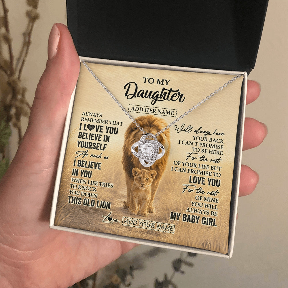Love Knot Necklace 14K White Gold Finish | 2 | Personalized To My Daughter Gifts Necklace From Dad Father Always Remember Lion Gifts For Daughter Birthday Graduation Christmas Custom Gift Box Message Card | https://siriusteestore.