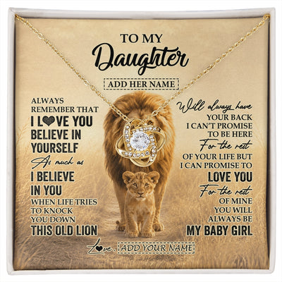 Love Knot Necklace 18K Yellow Gold Finish | 1 | Personalized To My Daughter Gifts Necklace From Dad Father Always Remember Lion Gifts For Daughter Birthday Graduation Christmas Custom Gift Box Message Card | https://siriusteestore.