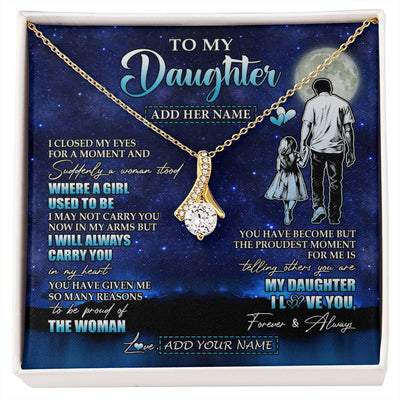Alluring Beauty Necklace 18K Yellow Gold Finish | 1 | Personalized To My Daughter Gifts Necklace From Dad Father I Closed My Eyes For A Moment Daughter Birthday Graduation Christmas Custom Gift Box Message Card | siriusteestore.myshopify