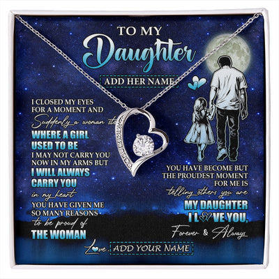 Forever Love Necklace 14K White Gold Finish | 1 | Personalized To My Daughter Gifts Necklace From Dad Father I Closed My Eyes For A Moment Daughter Birthday Graduation Christmas Custom Gift Box Message Card | siriusteestore.myshopify