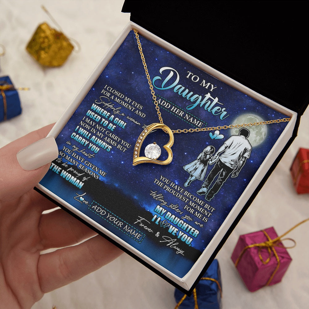 Forever Love Necklace 18K Yellow Gold Finish | 2 | Personalized To My Daughter Gifts Necklace From Dad Father I Closed My Eyes For A Moment Daughter Birthday Graduation Christmas Custom Gift Box Message Card | siriusteestore.myshopify