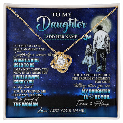 Love Knot Necklace 18K Yellow Gold Finish | 1 | Personalized To My Daughter Gifts Necklace From Dad Father I Closed My Eyes For A Moment Daughter Birthday Graduation Christmas Custom Gift Box Message Card | siriusteestore.myshopify