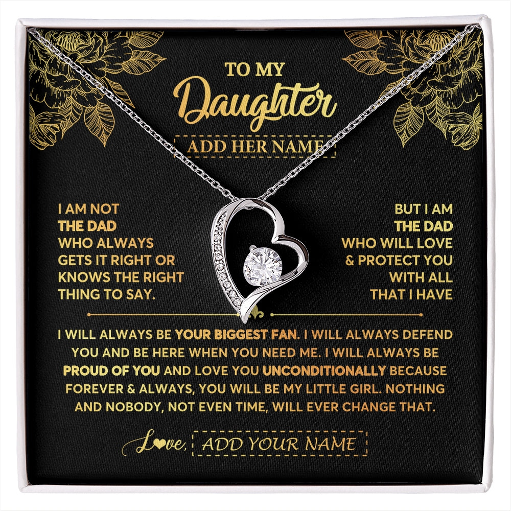 Forever Love Necklace 14K White Gold Finish | 1 | Personalized To My Daughter Gifts Necklace From Dad Father Meaningful Family Jewelry Birthday Gifts For Daughter Christmas Custom Gift Box Message Card | https://siriusteestore.