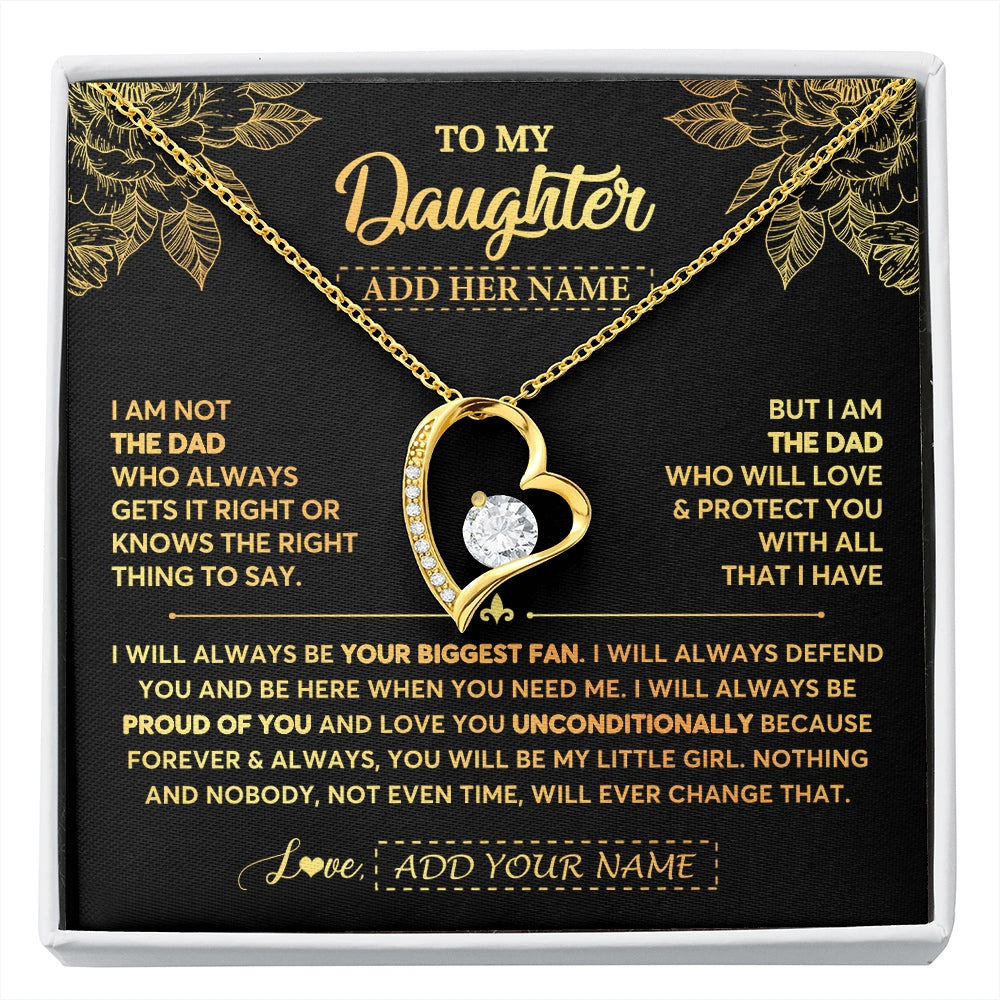 Forever Love Necklace 18K Yellow Gold Finish | 1 | Personalized To My Daughter Gifts Necklace From Dad Father Meaningful Family Jewelry Birthday Gifts For Daughter Christmas Custom Gift Box Message Card | https://siriusteestore.