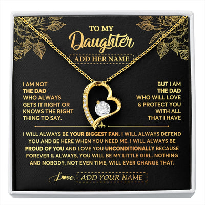 Forever Love Necklace 18K Yellow Gold Finish | 1 | Personalized To My Daughter Gifts Necklace From Dad Father Meaningful Family Jewelry Birthday Gifts For Daughter Christmas Custom Gift Box Message Card | https://siriusteestore.